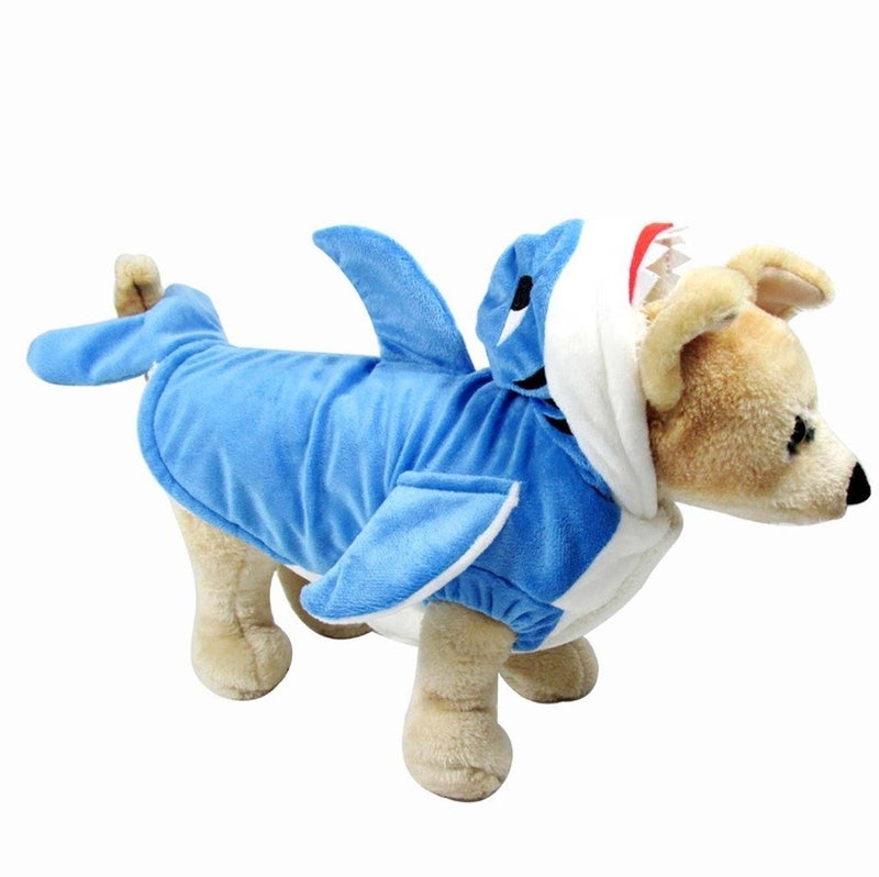 Mogoko Funny Dog Cat Shark Costumes, Pet Halloween Christmas Cosplay Dress, Large Pet Shark Costume, Animal Fleece Hoodie Warm Outfits Clothes (XXL Size) - Image 2
